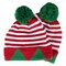 2 Pack Christmas Elf Hats for Adults, Striped Holiday Beanies with Green Pom Poms